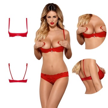 Bielizna erotyczna seksowny biustonosz otwarty Obsessive półbiustonosz S/M