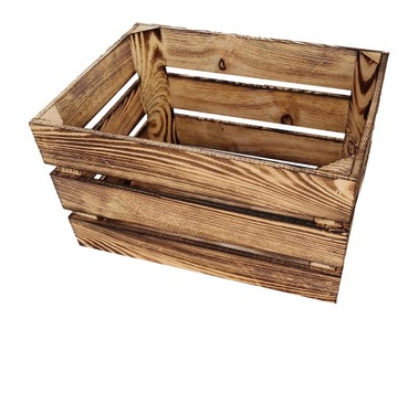 KLASYCZNE MNIEJSZE DREWNIANE SKRZYNKI DO DEKORACJI W KOLORZE OPALANYM
