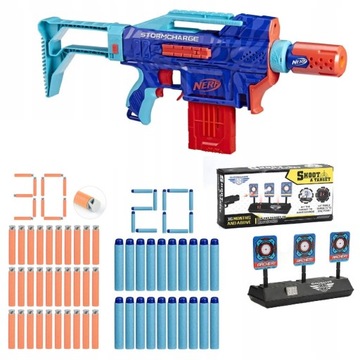 PISTOLET NERF ZESTAW STORMCHARGE WILD EDITION F7376 50 STRZAŁEK + TARCZA