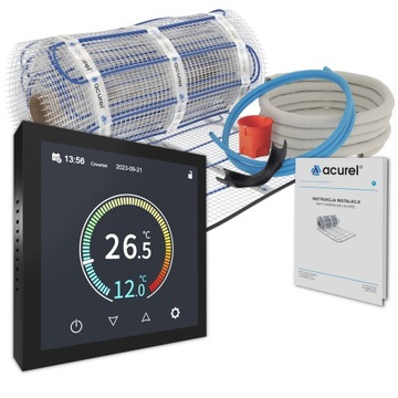 Mata grzewcza 160W/m2 Termostat Pokojowy Polskie Menu Zestaw Acurel 4m²