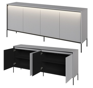szara komoda, komoda trend04, komoda z oświetleniem LED, pojemna komoda