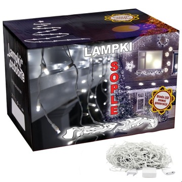 LAMPKI CHOINKOWE SOPLE LED KURTYNA BIAŁE CIEPŁE FLASH CHOINKA
