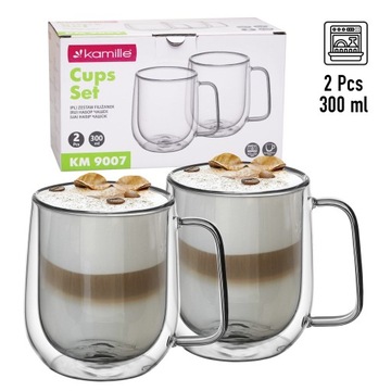 SZKLANKI TERMICZNE KUBKI DO KAWY LATTE HERBATY ZESTAW 2 szt. KAMILLE