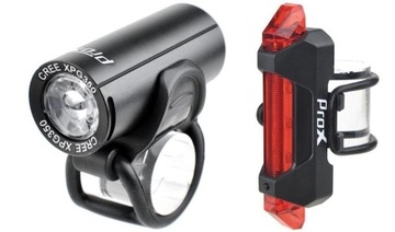 ZESTAW LAMP ROWEROWYCH PROX PICTOR 350LM = 10LM USB