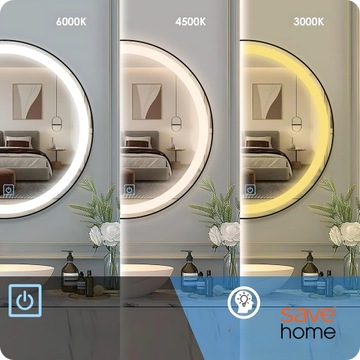 СВЕТОДИОДНОЕ ЗЕРКАЛО ДЛЯ ВАННОЙ 60 см, КРУГЛОЕ, С ПОДСВЕТКОЙ, В РАМКЕ-ЛОФТ, БЕЗ ПАРА