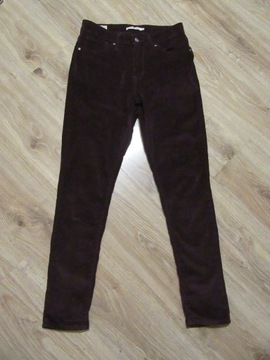 LEVI'S PREMIUM damskie bordowe spodnie sztruksowe rise skinny _ 28