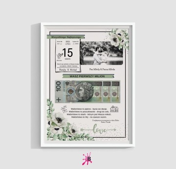 СВАДЕБНЫЙ ПОДАРОК ​​А4 РАМА ПЕРВЫЙ МИЛЛИОН ДЕНЕГ