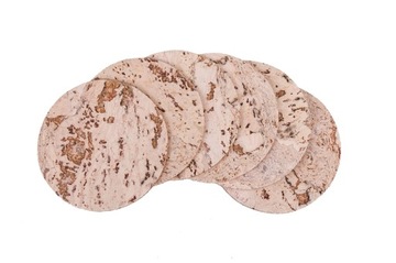 Podkładki korkowe Małe okrągłe cream pod kubek fi 10 - komplet 6szt