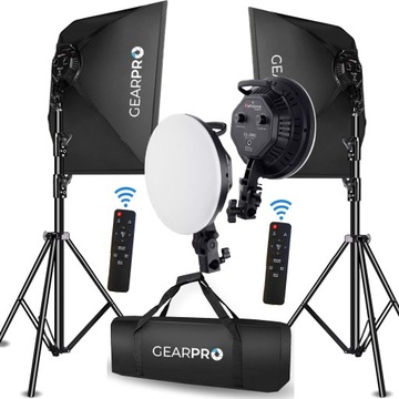 Softbox Lampy LED Zestaw Oświetlenie Panel z Pilotem 2x500W Statywy Torba