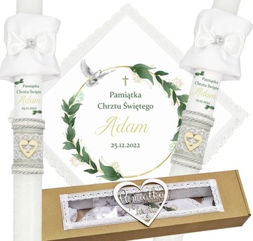 ŚWIECA NA CHRZEST SZATKA DO CHRZTU ECO PUDEŁKO