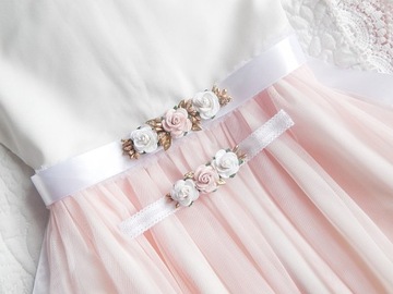 Крещенский комплект ROSE, ПОВЯЗКА НА ГОЛОВЬ и РЕМЕНЬ для платья