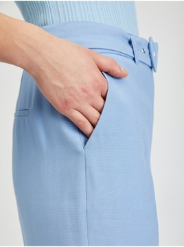 Jasnoniebieskie damskie spodnie z szeroką nogawką z paskiem ORSAY