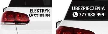 Naklejka na zamówienie NAZWA FIRMY + NUMER TELEFONU *WZORY *KOLORY *60cm