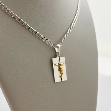 СЕРЕБРЯНАЯ ЦЕПЬ-ОЖЕРЕЛЬЕ + PR МЕДАЛЬ. 925 + ГРАВИРОВКА ПРИЧАСТИЕ