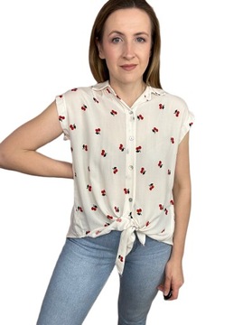 Wiskozowa koszula w wisienki cherry luźna oversize bez rękawów S M L
