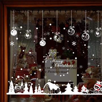 NAKLEJKI NA OKNO BOŻE NARODZENIE ŚWIĘTA BIAŁE MIKOŁAJ ŚNIEG ŚNIEŻYNKI XXL