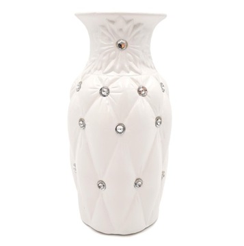 Белая гламурная ваза с кристаллами, стеганая бутылка