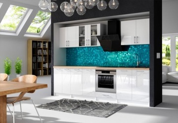 Meble Kuchenne Max 280 cm Biały Połysk + blat