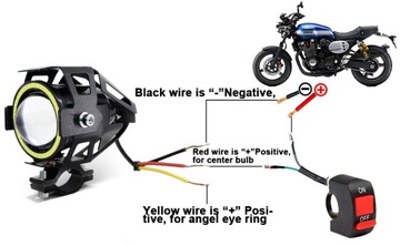2x ГАЛОГЕННЫЕ МОТОЦИКЛОВЫЕ ЛАМПЫ, КОЛЬЦЕВЫЕ СВЕТОДИОДНЫЕ ФАРЫ