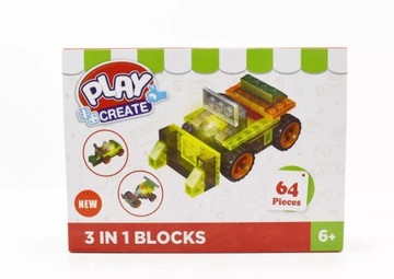PLAY CREATE 3 IN 1 BLOCKS 64 ELEMENTY KLOCKI 3 W 1 ZE ŚWIATŁEM.