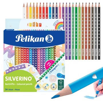 Kredki ołówkowe trójkątne Silverino 24szt PELIKAN