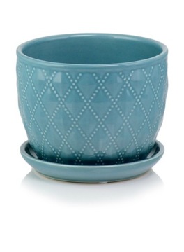 Doniczka Ceramiczna z Podstawką Niebieski 17 cm