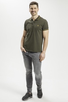 Koszulka męska POLO T-shirt z krótkim rękawem CROSS JEANS khaki L