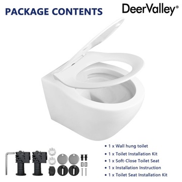 Подвесной унитаз DeerValley 1,6 GPF/1,1 GPF белый DV-1F0069