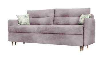 Kanapa LISA różowa welurowa rozkładana sofa RIBES