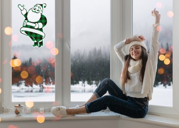 РОЖДЕСТВЕНСКАЯ наклейка на окно SANTA GREEN великолепна.