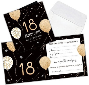 ZAPROSZENIA na 18 urodziny Glitter Party 10szt