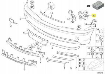 BMW 3 E46 2001-2005 DRŽÁKY VÝZTUHA NÁRAZNÍKU PŘEDNÍ PRAVÝ