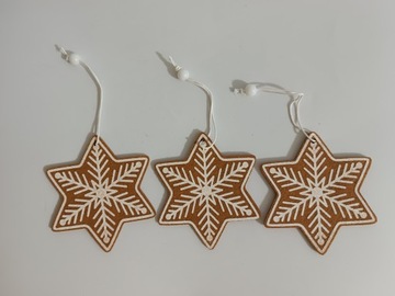 ПОДВЕСКИ ЗВЕЗДЫ НА ЕЛКУ ИЗ ПРЯНИКОВ ВОЙЛОВЫЕ 3 шт.