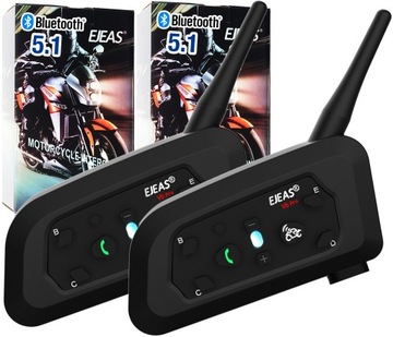 2x INTERKOM MOTOCYKLOWY EJEAS V6 PRO USB-C 2024 Bluetooth 5.1 na kask