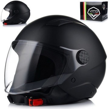 KASK MOTOCYKLOWY OTWARTY | VITO UNO | CZARNY MAT SKUTER CHOPPER ECE 22.06