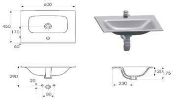 ВСТРАИВАЕМАЯ РАКОВИНА 60 CERSANIT MODUO K116-043
