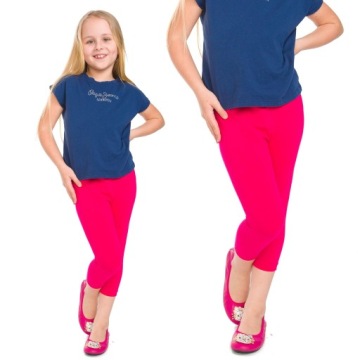 LEGGINSY DZIECIĘCE 3/4 GETRY RYBACZKI RÓŻOWE 128