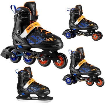 NH18190A ŁYŻWOROLKI 4w1 BRAVE NIEBIESKO-POMARAŃCZOWY ROZM. L(39-43) Z WYM.