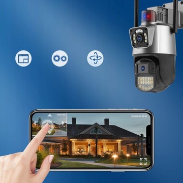 PODWÓJNA KAMERA IP 2W1 ZEWNĘTRZNA OBROTOWA WIFI 2x 3MPx FULL HD+ MONITORING