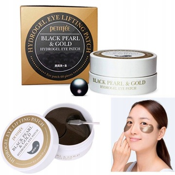 Hydrożelowe Płatki pod Oczy Petitfee Black Pearl&Gold Nawilżające 60 szt.