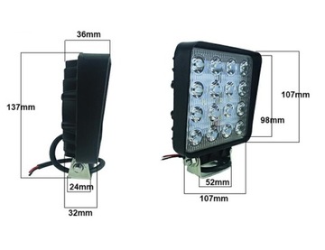 ГАЛОГЕННАЯ МОЩНАЯ РАБОЧАЯ ЛАМПА 16 СВЕТОДИОДОВ 9-36В 48ВТ РАЗЛИЧНЫЙ СВЕТ