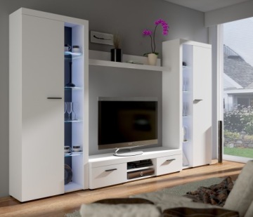 RUMBA XL OLD WOOD/MATERA секция для гостиной, полки под телевизор и витрина