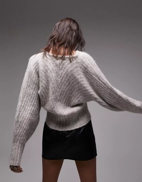 TOPSHOP BEŻOWY SWETER OVERSIZE PRĄŻKI 4IW NG7__XXL