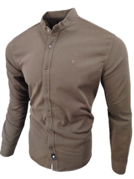 KOSZULA MĘSKA BRĄZOWA ZE STÓJKĄ NA NAPY PAUL STAR 3608 ROZ: XL 43/44