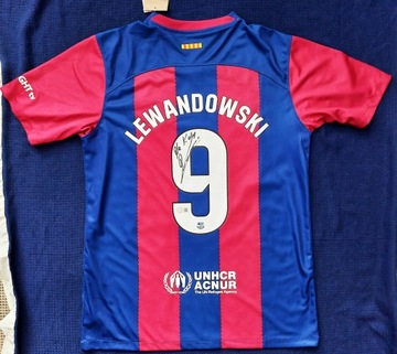 РОБЕРТ ЛЕВАНДОВСКИ Футболка FC BARCELONA с АВТОГРАФОМ + СЕРТИФИКАТ