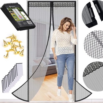 МОСКИТНАЯ СЕТКА ДЛЯ БАЛКОНОВ ТЕРРАСНЫХ ДВЕРЕЙ, МАГНИТНАЯ СЕТКА 100x210см STRONG