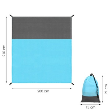 ОДЕЯЛО ДЛЯ ПИКНИКА ПЛЯЖНЫЙ КОВРИК ДЛЯ КЕМПИНГА ВОДОНЕПРОНИЦАЕМЫЙ + КРАБИН СЕЛЕДКА 210х200