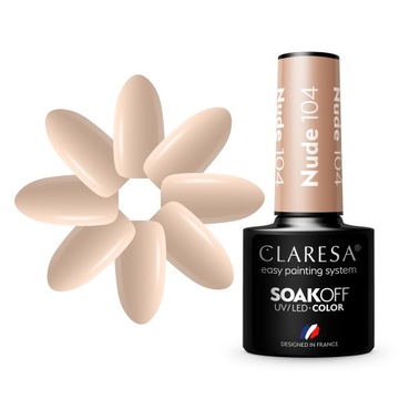 CLARESA BEŻOWY LAKIER HYBRYDOWY NUDE 104 5ml