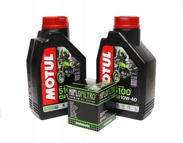 Масло Motul 5100 10W40 2л + масляный фильтр Hiflo HF303 4T Honda Yamaha Kawasaki