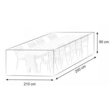 Водонепроницаемый чехол для садовой мебели для анти-УФ-стола 250x210